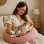 Coussin de grossesse et d’allaitement en C – coton bio rose